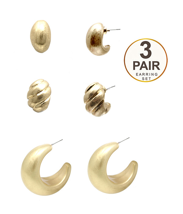 FAT HOOP 3 PAIR EARRING SET