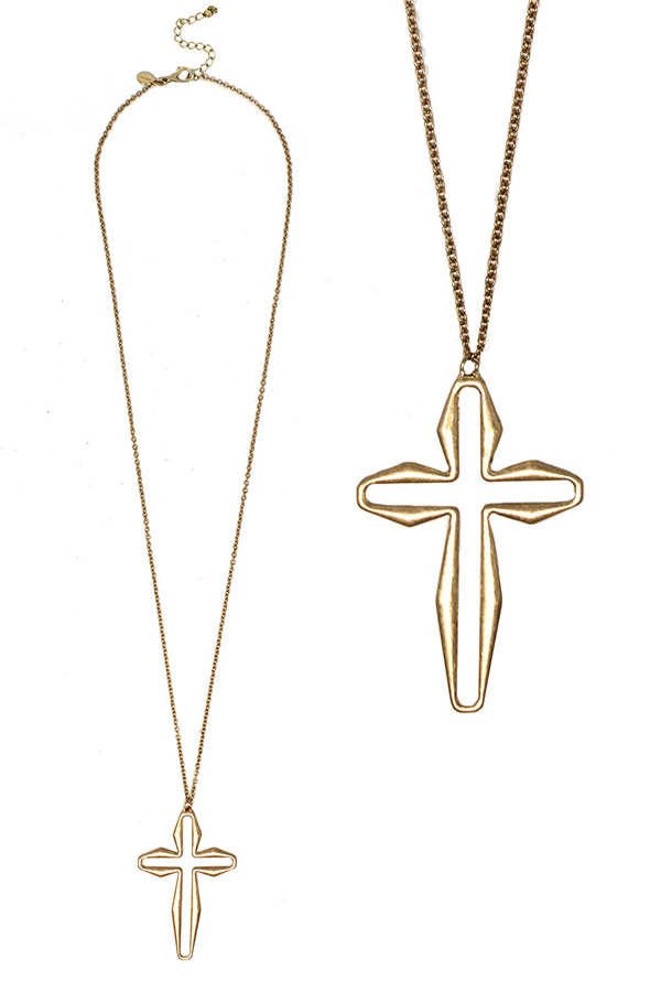 CROSS PENDANT LONG NECKLACE