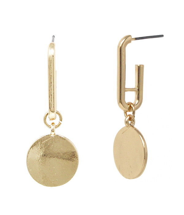 METAL DISC DROP EARRING