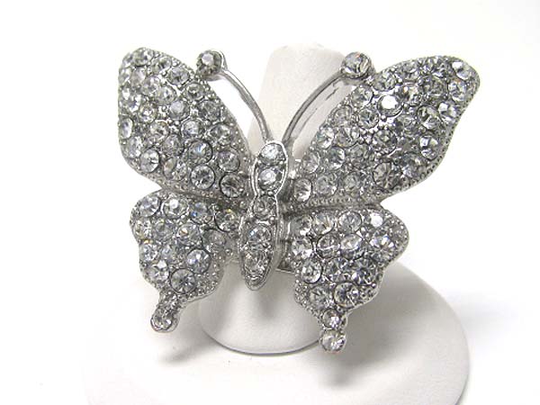 Crystal stud butterfly stretch ring