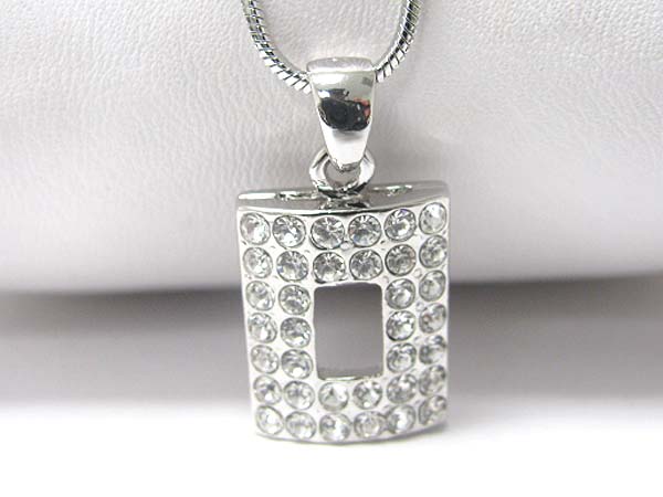 Made in korea whitegold plating crystal retangle pendant necklace