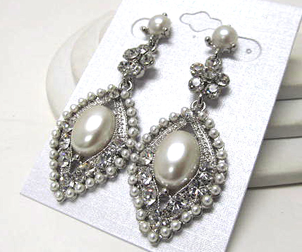 Crystal and pearl drop arrowhead earring