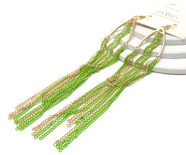 Metal half arrowhead drop multi chain fashion colorful style drop earring