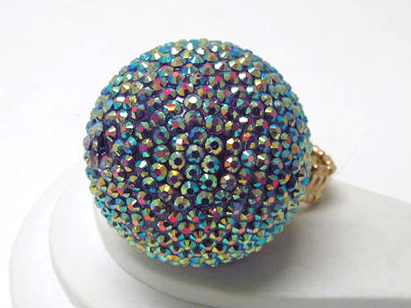 Crystal fashion large disco ball stretch ring