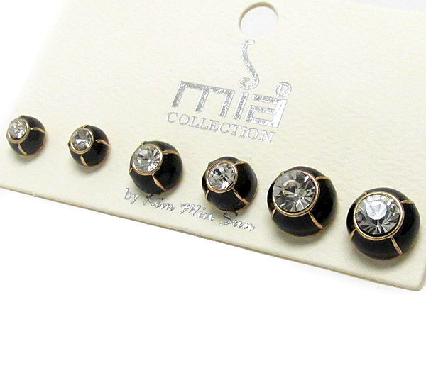 Crystal and epoxy deco ball earring set of 3