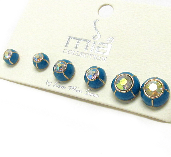 Crystal and epoxy deco ball earring set of 3