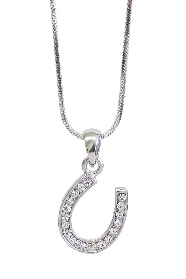 MADE IN KOREA WHITEGOLD PLATING HORSESHOE PENDANT NECKLACE