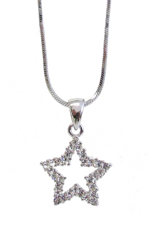 MADE IN KOREA WHITEGOLD PLATING STAR PENDANT NECKLACE