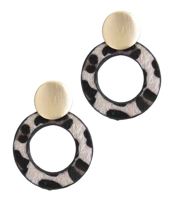 Animal print hoop earring