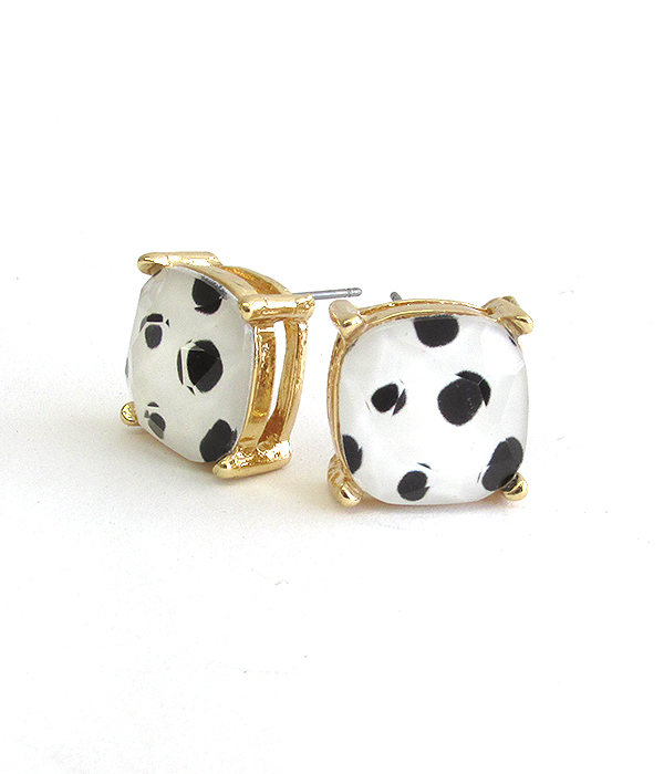 FACET STONE STUD EARRING - DALMATIAN