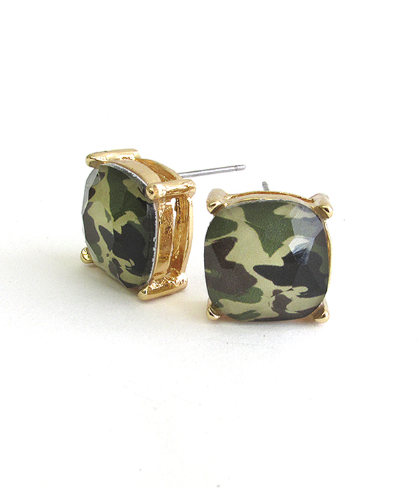 FACET STONE STUD EARRING - CAMUFLAGE