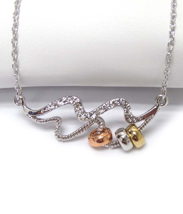 Made in korea whitegold plating crystal beads pendant necklace