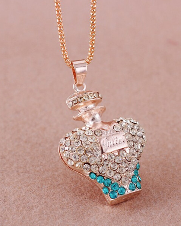 Ladies perfume bottle pendant necklace