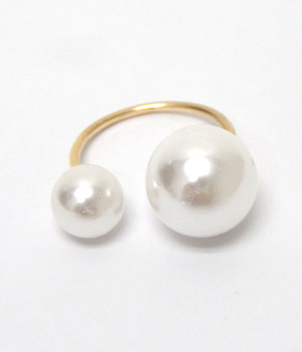 Double pearl metal ring 