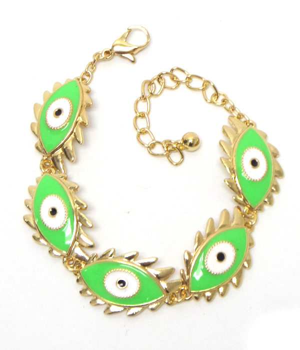 NEON EPOXY MULTI EVILEYE LINK BRACELET 