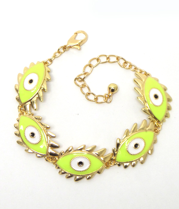Neon epoxy multi evileye link bracelet