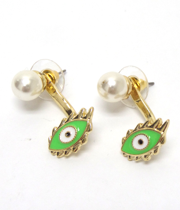 NEON EPOXY EVILEYE FRONT AND BACK DOUBLE SIDED EARRING