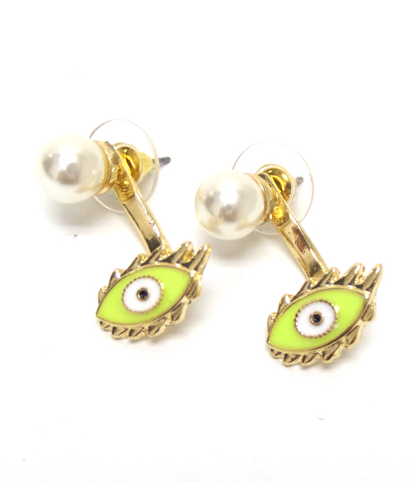NEON EPOXY EVILEYE FRONT AND BACK DOUBLE SIDED EARRING