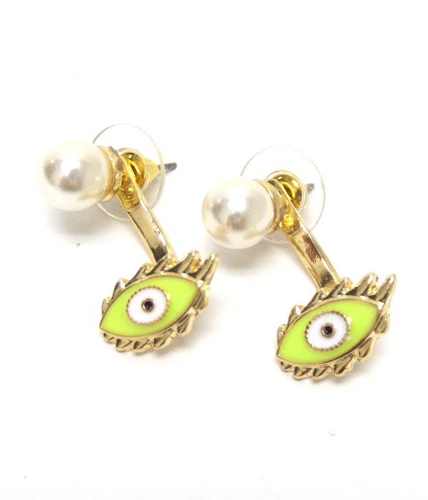 Neon epoxy evileye front and back double sided earring