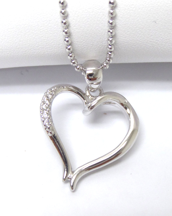 Made in korea whitegold plating crystal heart pendant necklace