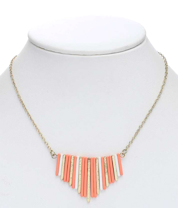 Metal and stone mix bar necklace