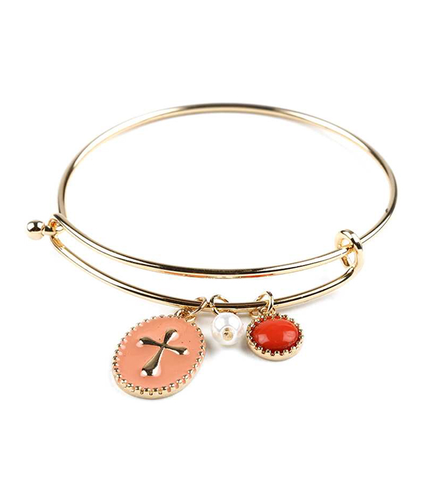 Cross wire bangle bracelet