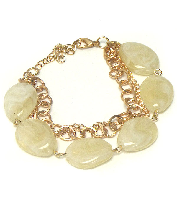 Chunky oval bead and chain mix bracelet