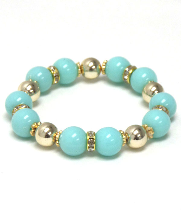 Multi acrylic and metal ball mix stretch bracelet