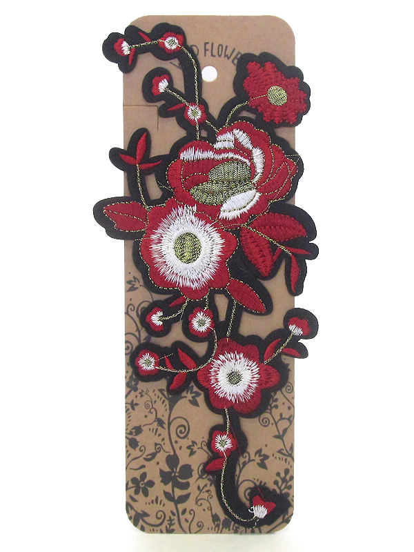 Value pack embroidered and iron on adhesive patch set - flowers