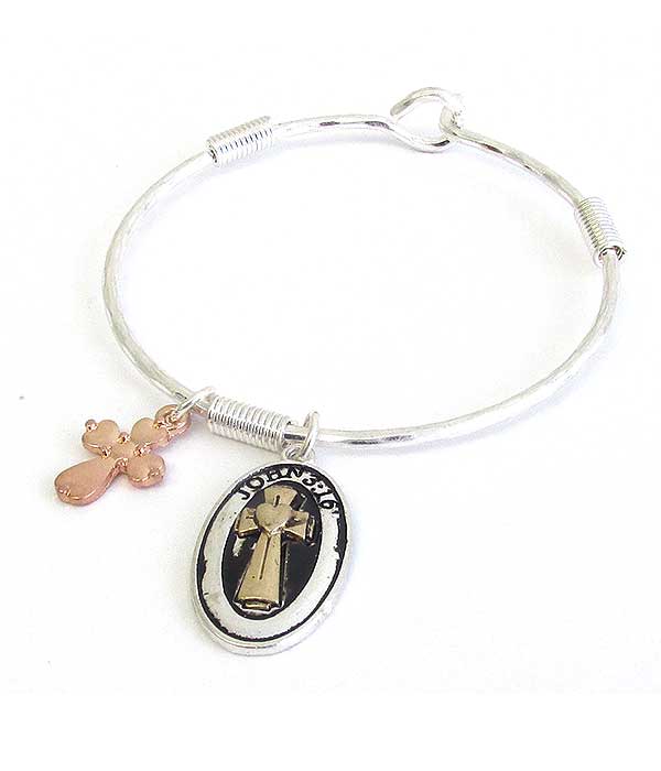 Religious inspiration wire bangle bracelet - john 3:16