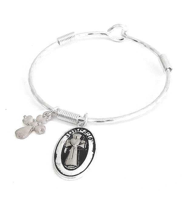 Religious inspiration wire bangle bracelet - john 3:16