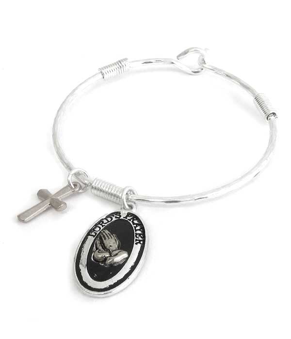 Religious inspiration wire bangle bracelet - lord prayer