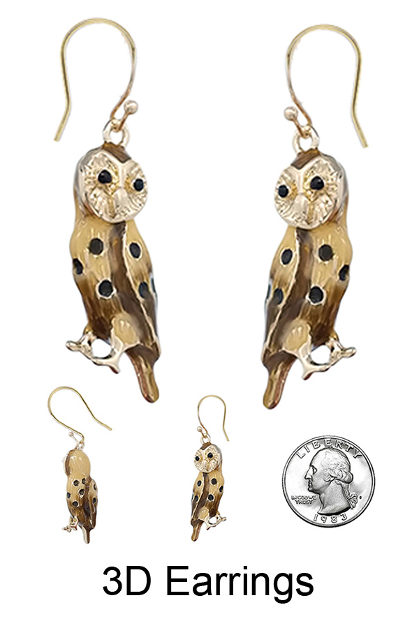 WILD LIFE THEME 3D EPOXY EARRING - OWL