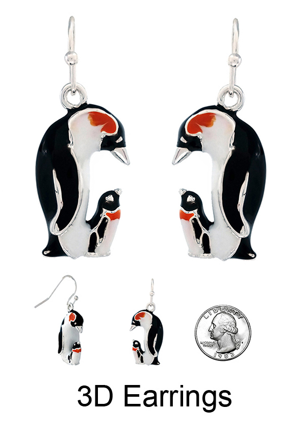 WILD LIFE THEME 3D EPOXY EARRING - PENGUIN