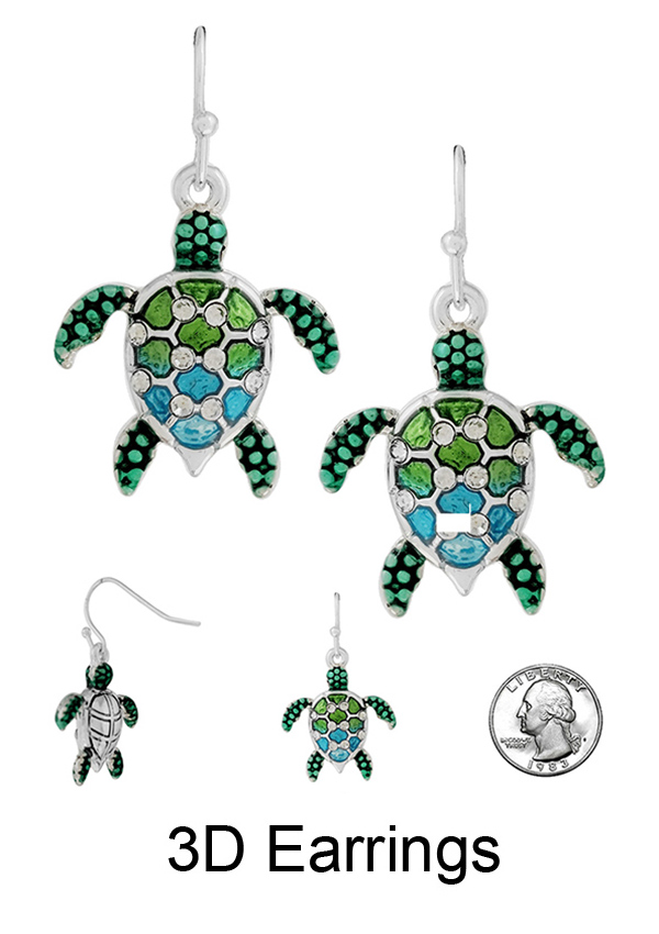 SEALIFE THEME 3D EPOXY EARRING - TURTLE