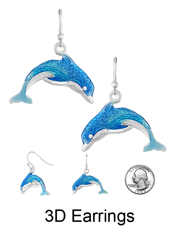 SEALIFE THEME 3D EPOXY EARRING - DOLPHIN