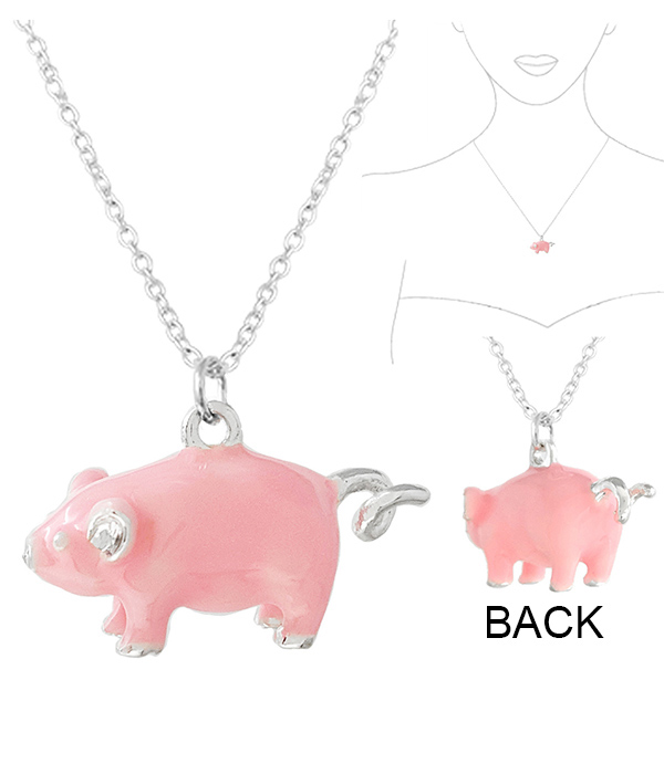 FARM THEME 3D EPOXY PENDANT NECKLACE - PIG