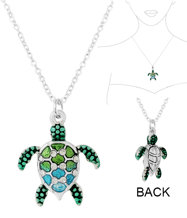 SEALIFE THEME 3D EPOXY PENDANT NECKLACE - TURTLE