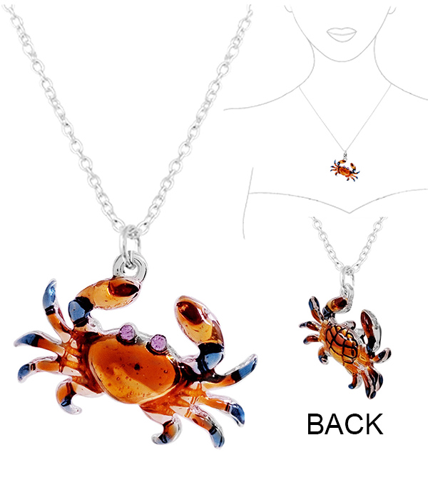 SEALIFE THEME 3D EPOXY PENDANT NECKLACE - CRAB