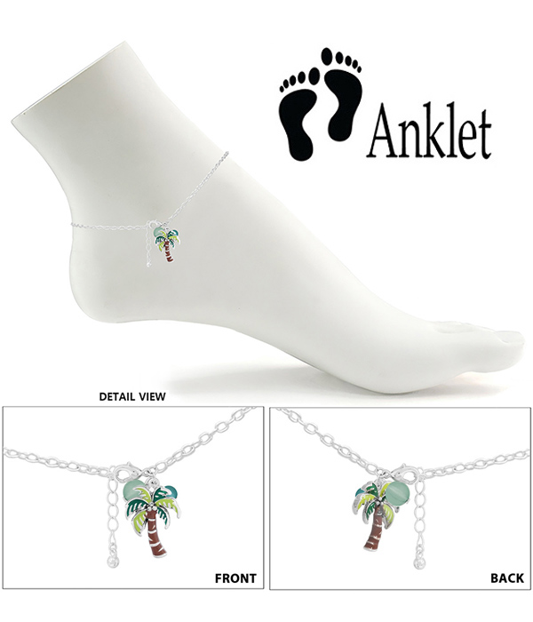 TROPICAL THEME 3D EPOXY ANKLET - PALM TREE