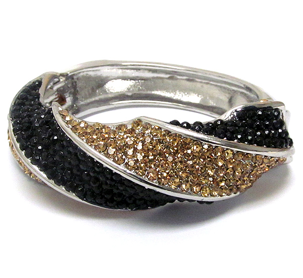 Crystal pave twist hinge bangle