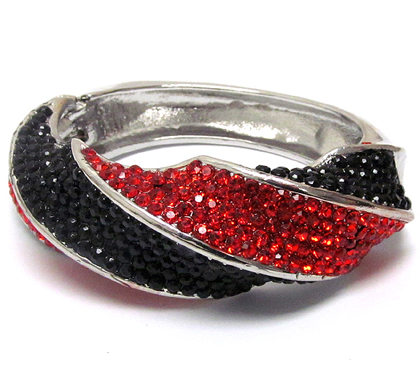 Crystal pave twist hinge bangle