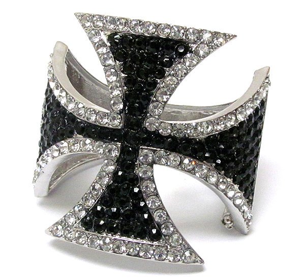 Crystal pave cross hinge bangle