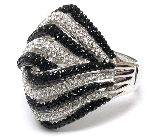 Crystal pave multi line deco hinge bangle