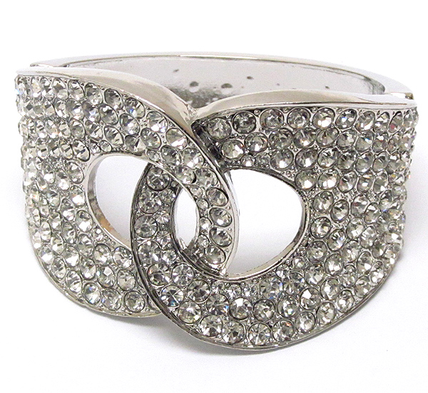Crystal pave double loop hinge bangle