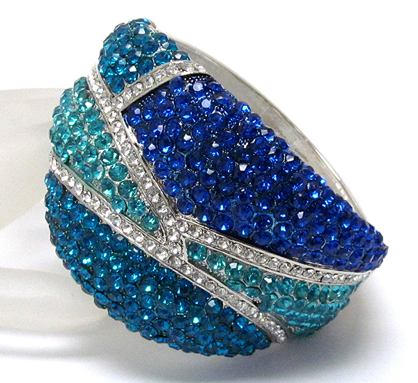 Crystal pave multi color sectional deco hinge bangle