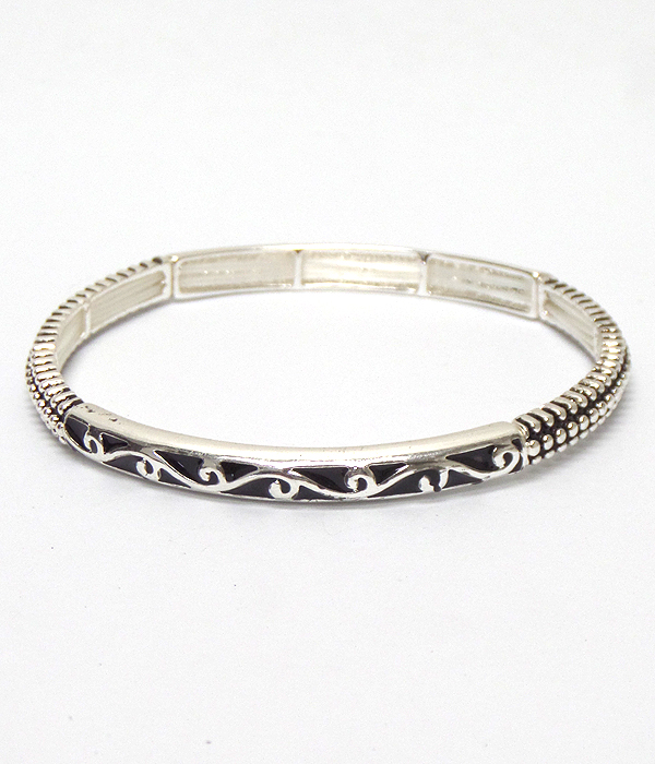 Textured metal thin stretch bracelet