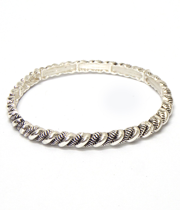Textured metal thin stretch bracelet