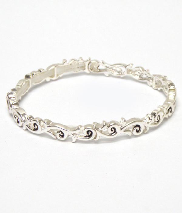 Textured metal thin stretch bracelet