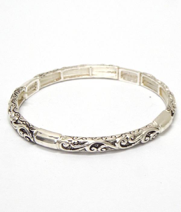 Textured metal thin stretch bracelet
